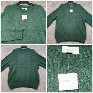 American Eagle Mens Wool Blend Green Speckled Crewneck Sweater Size Large NEW